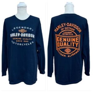 HARLEY-DAVIDSON Dark Navy Men’s/Unisex Long Sleeve Graphic Tee Shirt Size Large